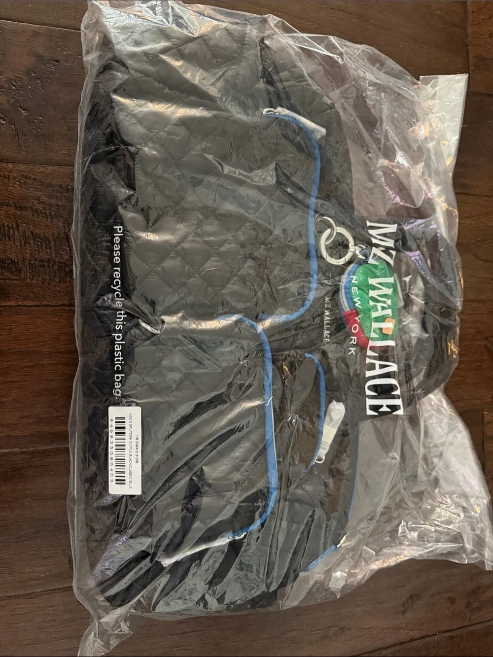MZ Wallace x Splits 59 Black Quilted Duffle with Classic Blue Trim - Picture 1 of 3